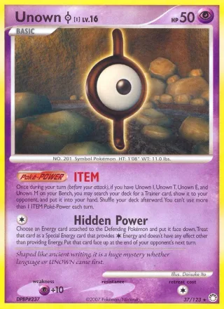 Unown I #37 · Mysterious Treasures Pokémon card