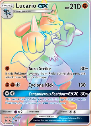 Lucario GX #135 · Forbidden Light Pokémon card