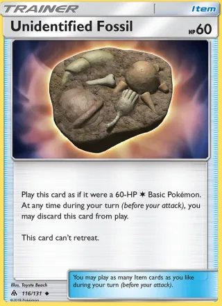 Unidentified Fossil #116 · Forbidden Light Pokémon card