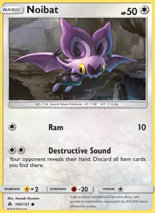 Noibat #100 · Forbidden Light Pokémon card
