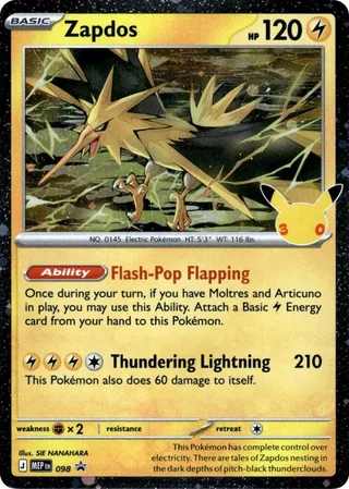 Zapdos - 098 (30th Celebration) #098 · MEP Black Star Promos Pokémon card