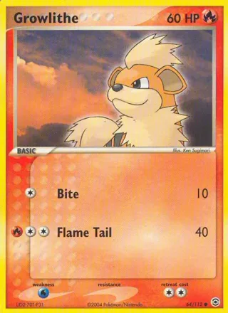 Growlithe #64 · FireRed & LeafGreen Pokémon card