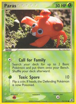 Paras #72 · FireRed & LeafGreen Pokémon card