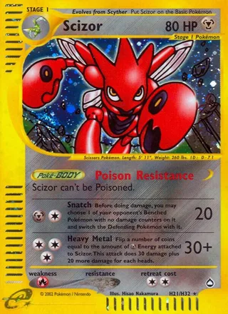 Scizor #H21 · Aquapolis Pokémon card