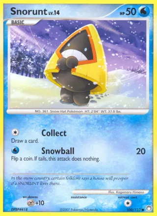 Snorunt #100 · Mysterious Treasures Pokémon card