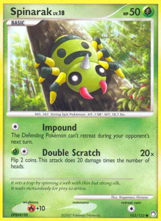 Spinarak #103 · Mysterious Treasures Pokémon card