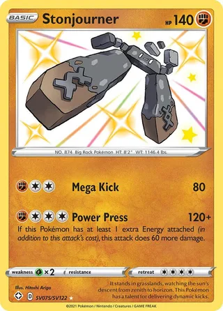 Stonjourner #SV075 · Shining Fates Shiny Vault Pokémon card