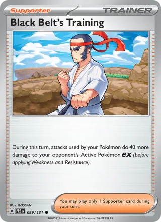 Black Belt's Training #099 · Prismatic Evolutions Pokémon card