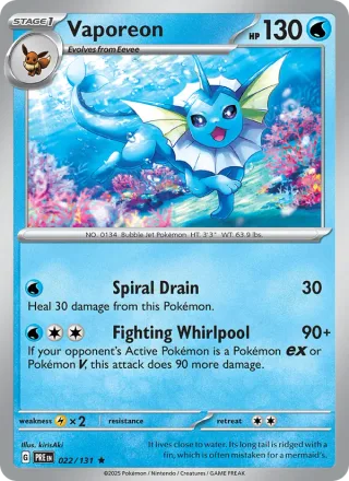 Vaporeon #022 · Prismatic Evolutions Pokémon card