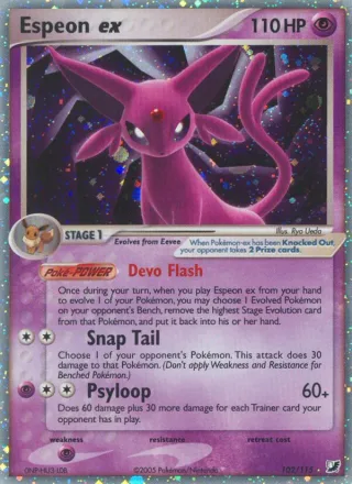 Espeon ex #102 · Unseen Forces Pokémon card