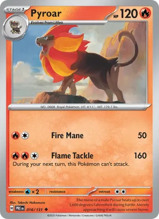 Pyroar #016 · Prismatic Evolutions Pokémon card