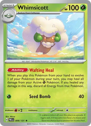 Whimsicott #008 · Prismatic Evolutions Pokémon card