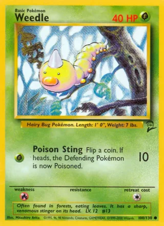 Weedle #100 · Base Set 2 Pokémon card