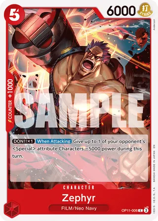 Zephyr #OP11-006 · A Fist of Divine Speed Release Event Cards One Piece card