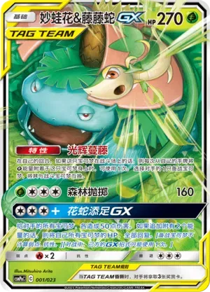 Venusaur & Snivy-GX (妙蛙花&藤藤蛇GX) #001 · CSMPaC (对战派对组合 草) Pokémon Chinese card
