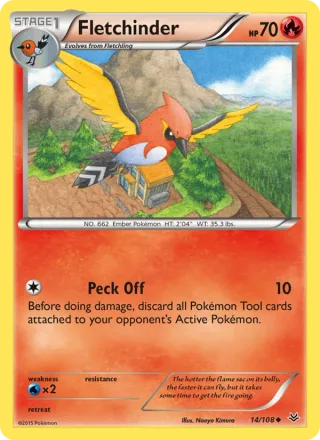Fletchinder #14 · Roaring Skies Pokémon card