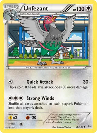 Unfezant #80 · Roaring Skies Pokémon card
