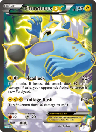 Thundurus EX #98 · Roaring Skies Pokémon card
