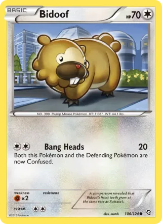 Bidoof #106 · Dragons Exalted Pokémon card