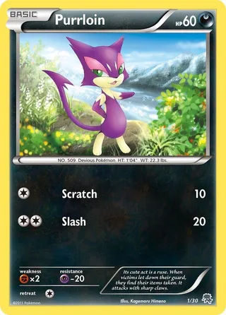 Purrloin #1 · BW trainer Kit (Zoroark) Pokémon card