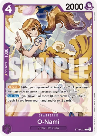 O-Nami #ST18-002 · ST-18: Starter Deck 18 PURPLE Monkey.D.Luffy One Piece card