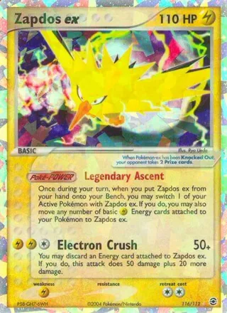 Zapdos ex #116 · FireRed & LeafGreen Pokémon card