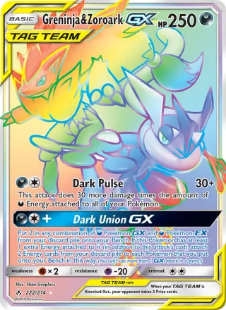 Greninja & Zoroark GX #222 · Unbroken Bonds Pokémon card