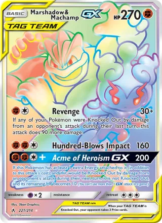 Marshadow & Machamp GX #221 · Unbroken Bonds Pokémon card