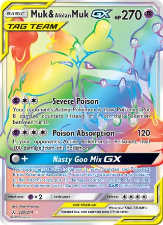 Muk & Alolan Muk GX #220 · Unbroken Bonds Pokémon card