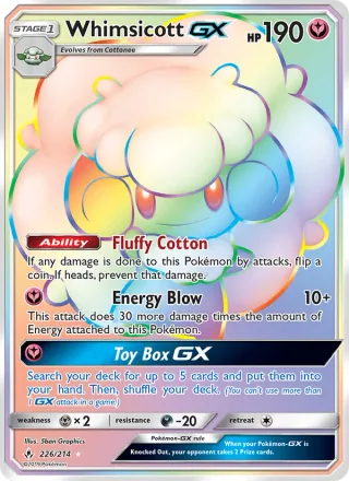 Whimsicott GX #226 · Unbroken Bonds Pokémon card