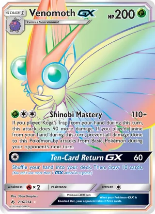 Venomoth GX #216 · Unbroken Bonds Pokémon card