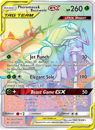 Pheromosa & Buzzwole GX #215 · Unbroken Bonds Pokémon card