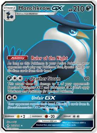 Honchkrow GX #202 · Unbroken Bonds Pokémon card