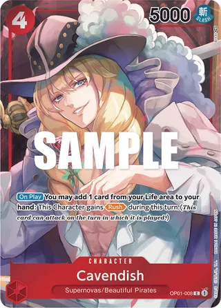 Cavendish (Box Topper) #OP01-008-box-topper · Romance Dawn One Piece card