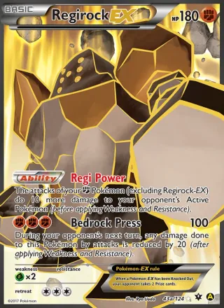 Regirock EX #43a · Fates Collide Pokémon card