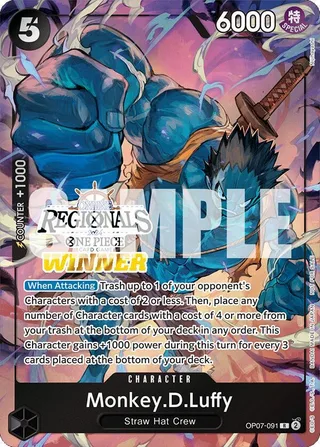 Monkey.D.Luffy (Online Regional 2024 Vol. 3) [Winner] #OP07-091-online-regional-2024-vol-3-winner · One Piece Promotion Cards One Piece card