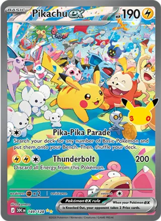 Pikachu ex #149 · 30th Celebration Pokémon card