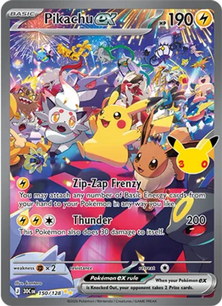 Pikachu ex #150 · 30th Celebration Pokémon card