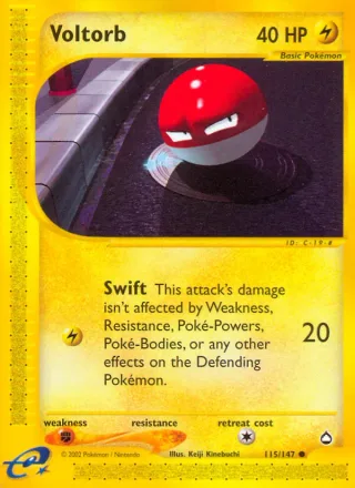 Voltorb #115 · Aquapolis Pokémon card
