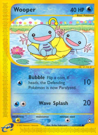 Wooper #117 · Aquapolis Pokémon card