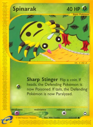 Spinarak #111 · Aquapolis Pokémon card