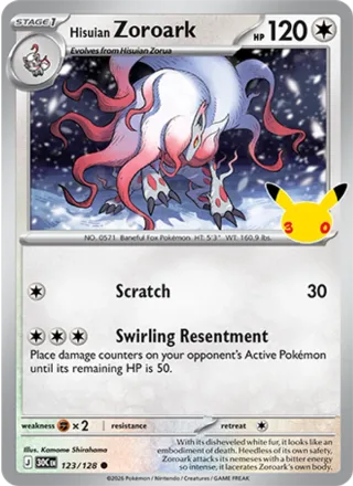 Hisuian Zoroark #123 · 30th Celebration Pokémon card