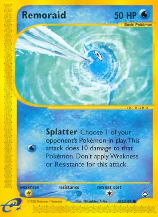 Remoraid #105 · Aquapolis Pokémon card