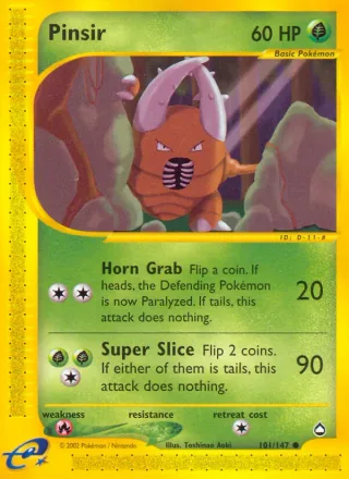 Pinsir #101 · Aquapolis Pokémon card