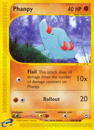 Phanpy #100 · Aquapolis Pokémon card