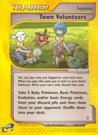Town Volunteers #136 · Aquapolis Pokémon card