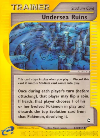 Undersea Ruins #138 · Aquapolis Pokémon card
