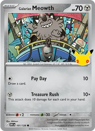 Galarian Meowth #101 · 30th Celebration Pokémon card