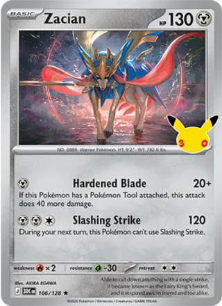 Zacian #106 · 30th Celebration Pokémon card