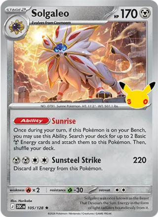 Solgaleo #105 · 30th Celebration Pokémon card